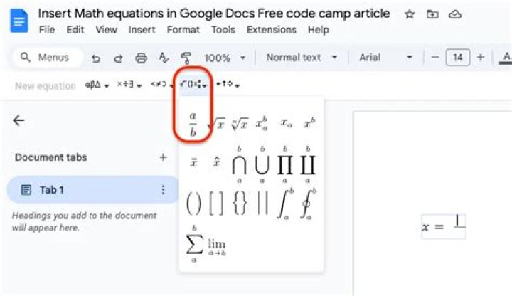 How do you insert an equation into pages